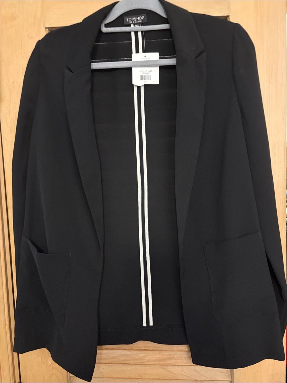 Topshop Black Open Blazer with Patch Pockets